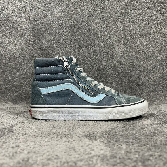 Vans Sk8 Hi Reissue Women's Size 7.5 Blue Canvas Suede Side Zip Skate Shoes Used - Picture 1 of 12